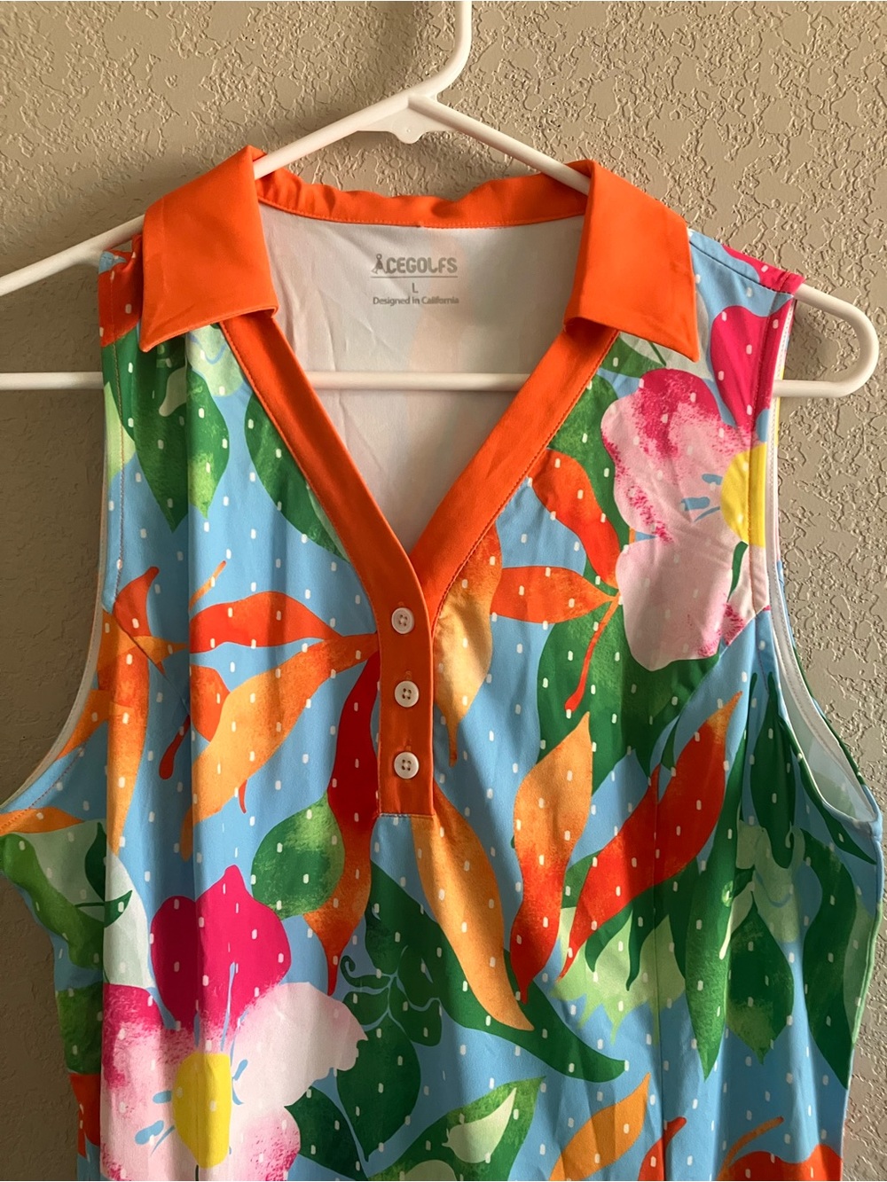 ACEGOLFS Tropical Floral Sleeveless Golf Dress Size Large | Bright Resort - Picture 4 of 8